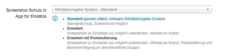 Screenshot-Schutz von Einsatzdaten