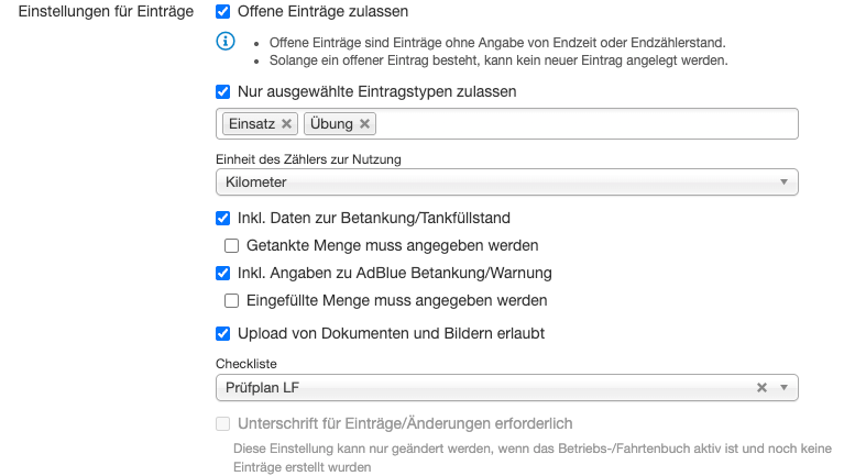 Update Fahrtenbuch
