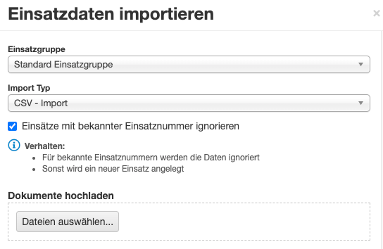 Import von Einsätzen