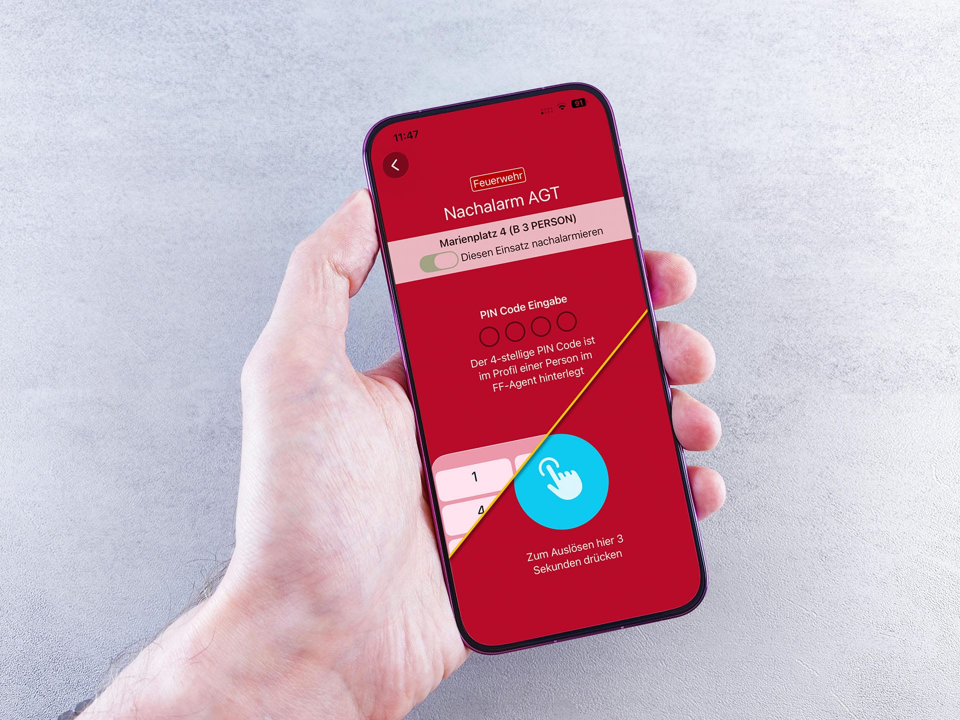App-Auslösung vorkonfigurierter Alarme