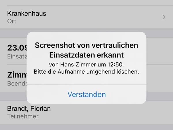 Screenshot-Schutz von Einsatzdaten
